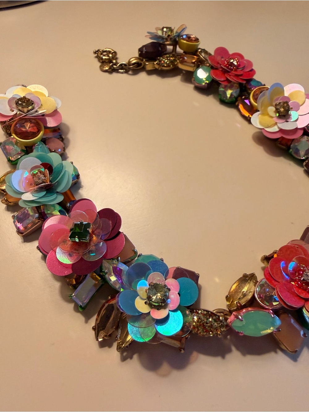 J. Crew Multicolor Sequin Floral Statement Necklace - Picture 3 of 5